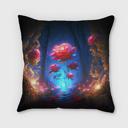 Подушка квадратная Алая роза в ночном лесу, цвет: 3D-принт