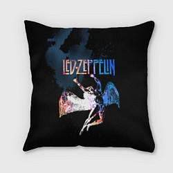 Подушка квадратная Led Zeppelin black, цвет: 3D-принт