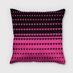 Подушка квадратная Черные и розовые сердца узор, цвет: 3D-принт