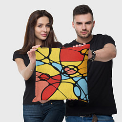 Подушка квадратная Яркий абстрактный узор из цветных овалов и плавных, цвет: 3D-принт — фото 2