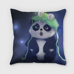 Подушка квадратная Милая панда в шапке, цвет: 3D-принт