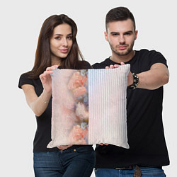 Подушка квадратная Цветы за стеклом - полосы с градиентом, цвет: 3D-принт — фото 2