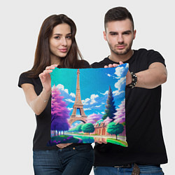 Подушка квадратная Весенний Париж, цвет: 3D-принт — фото 2