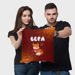 Подушка квадратная Вера осенняя лисичка, цвет: 3D-принт — фото 2