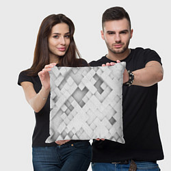 Подушка квадратная Серые кубы на белом, цвет: 3D-принт — фото 2
