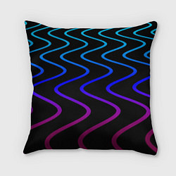 Подушка квадратная Волновой неоновый растр, цвет: 3D-принт