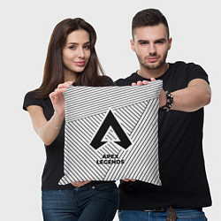 Подушка квадратная Символ Apex Legends на светлом фоне с полосами, цвет: 3D-принт — фото 2