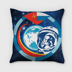 Подушка квадратная Первый космонавт Юрий Гагарин, цвет: 3D-принт