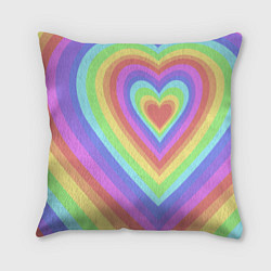 Подушка квадратная Сердце - пастельные цвета, цвет: 3D-принт