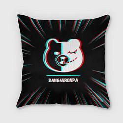 Подушка квадратная Символ Danganronpa в стиле glitch на темном фоне, цвет: 3D-принт