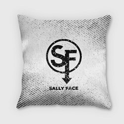 Подушка квадратная Sally Face с потертостями на светлом фоне, цвет: 3D-принт