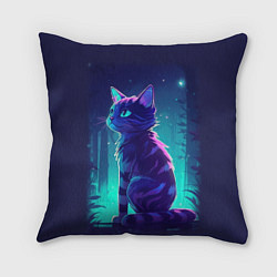 Подушка квадратная Неоновый котенок, цвет: 3D-принт