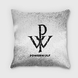 Подушка квадратная Powerwolf с потертостями на светлом фоне, цвет: 3D-принт