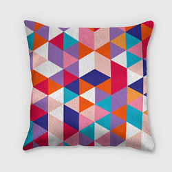 Подушка квадратная Ромбический разноцветный паттерн, цвет: 3D-принт