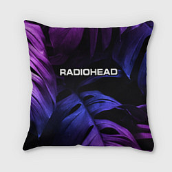 Подушка квадратная Radiohead neon monstera