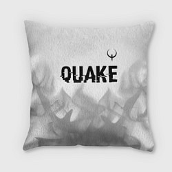 Подушка квадратная Quake glitch на светлом фоне: символ сверху, цвет: 3D-принт