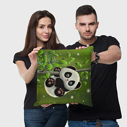 Подушка квадратная Панда на дереве отдыхает, цвет: 3D-принт — фото 2