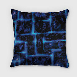 Подушка квадратная Камни и голубой неон, цвет: 3D-принт
