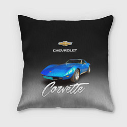 Подушка квадратная Синий Chevrolet Corvette 70-х годов, цвет: 3D-принт