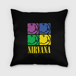 Подушка квадратная NIRVANA - смайлы, цвет: 3D-принт