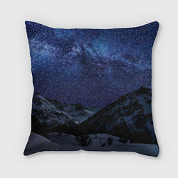 Подушка квадратная Снежные горы и космос, цвет: 3D-принт