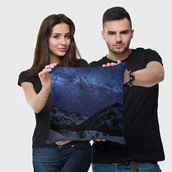 Подушка квадратная Снежные горы и космос, цвет: 3D-принт — фото 2