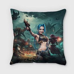 Подушка квадратная Arcane league of legends Jinx с пистолетом, цвет: 3D-принт