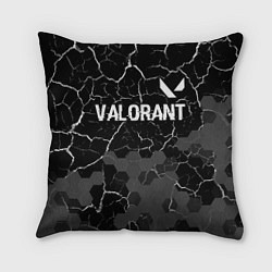 Подушка квадратная Valorant glitch на темном фоне: символ сверху, цвет: 3D-принт