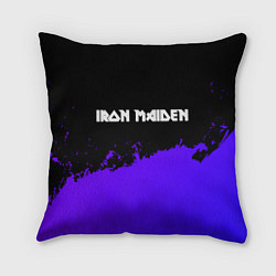 Подушка квадратная Iron Maiden purple grunge, цвет: 3D-принт