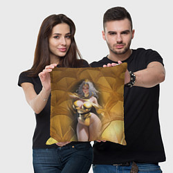 Подушка квадратная Fantasy gold girl, цвет: 3D-принт — фото 2