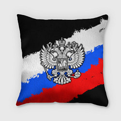 Подушка квадратная Триколор - герб РФ, цвет: 3D-принт