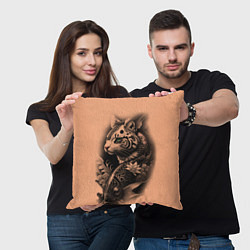 Подушка квадратная Экзотический кот и рыба, цвет: 3D-принт — фото 2