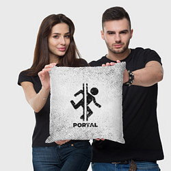 Подушка квадратная Portal с потертостями на светлом фоне, цвет: 3D-принт — фото 2