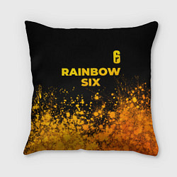 Подушка квадратная Rainbow Six - gold gradient: символ сверху, цвет: 3D-принт