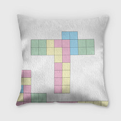 Подушка квадратная Тетрис буква т падающие блоки, цвет: 3D-принт