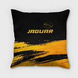 Подушка квадратная Jaguar - gold gradient: символ сверху, цвет: 3D-принт