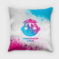 Подушка квадратная Tomodachi Game neon gradient style, цвет: 3D-принт