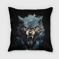 Подушка квадратная Blue black wolf