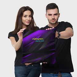 Подушка квадратная Cyberpunk 2077 phantom liberty dark logo, цвет: 3D-принт — фото 2