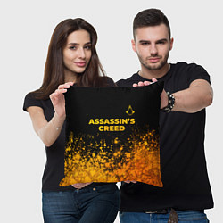 Подушка квадратная Assassins Creed - gold gradient: символ сверху, цвет: 3D-принт — фото 2