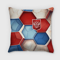 Подушка квадратная Объемные плиты и герб России, цвет: 3D-принт
