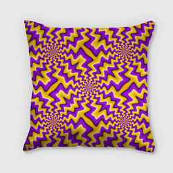 Подушка квадратная Желто-фиолетовая иллюзия вращения, цвет: 3D-принт