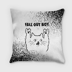 Подушка квадратная Fall Out Boy рок кот на светлом фоне, цвет: 3D-принт