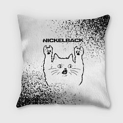 Подушка квадратная Nickelback рок кот на светлом фоне, цвет: 3D-принт