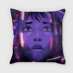 Подушка квадратная Девушка в кибер сити, цвет: 3D-принт