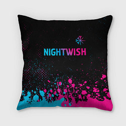 Подушка квадратная Nightwish - neon gradient: символ сверху
