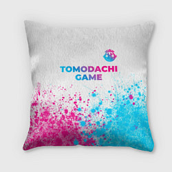 Подушка квадратная Tomodachi Game neon gradient style: символ сверху, цвет: 3D-принт