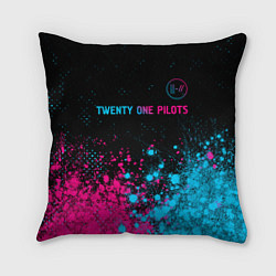 Подушка квадратная Twenty One Pilots - neon gradient: символ сверху, цвет: 3D-принт