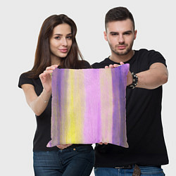 Подушка квадратная Акварельный градиент желто- розовый, цвет: 3D-принт — фото 2