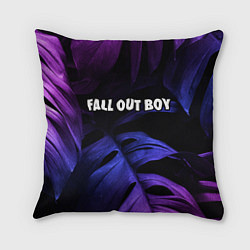 Подушка квадратная Fall Out Boy neon monstera